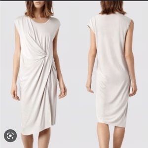 All Saint Leena Vi Knot Wrap Front Midi T-shirt Dress